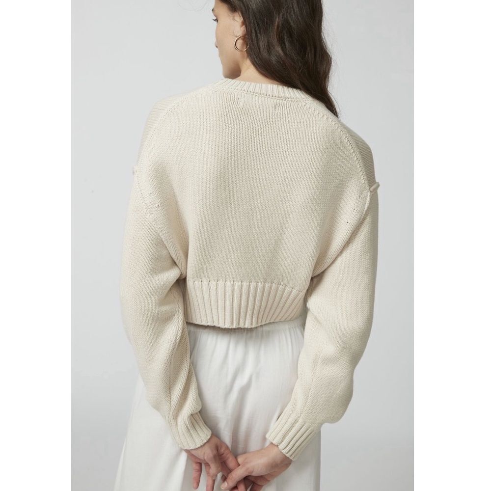 Urban Outfitters Aiden Pullover Sweater Ivory White Cropped Knit Top Size XS NWT - Picture 3 of 8